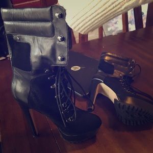 Bebe Stiletto Combat Boots Size 9